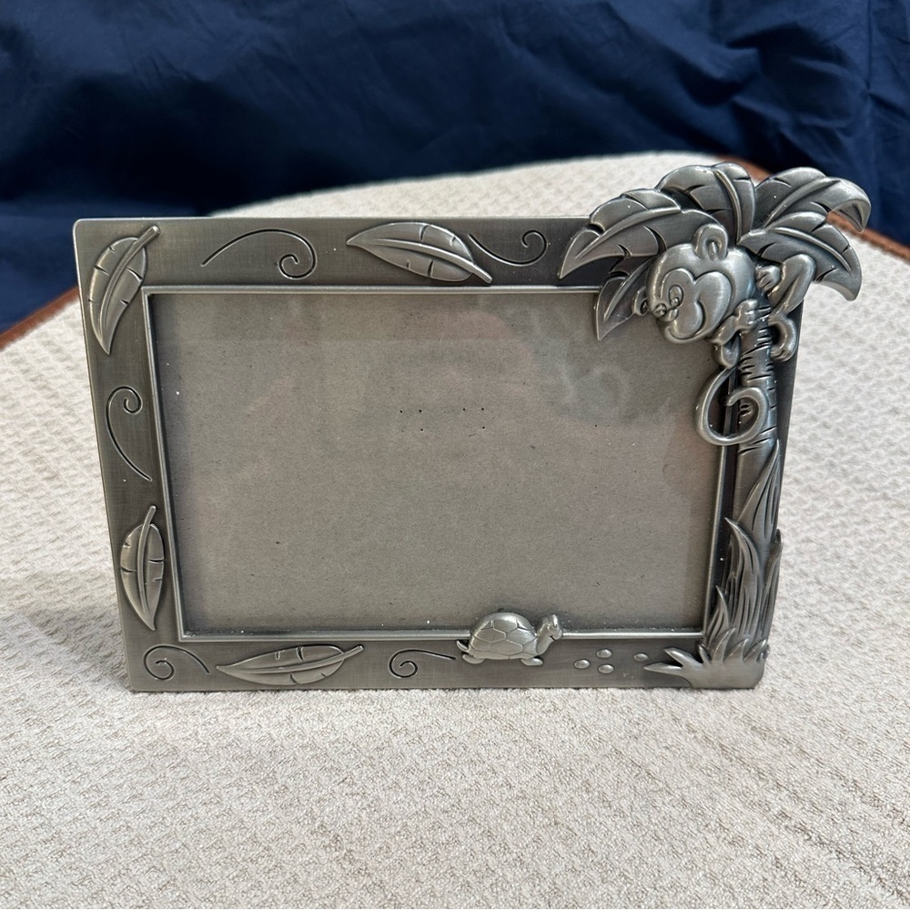 Pewter Photo Frame by Fetco Home decor. Cute Monkey in coconut tree 5x7
